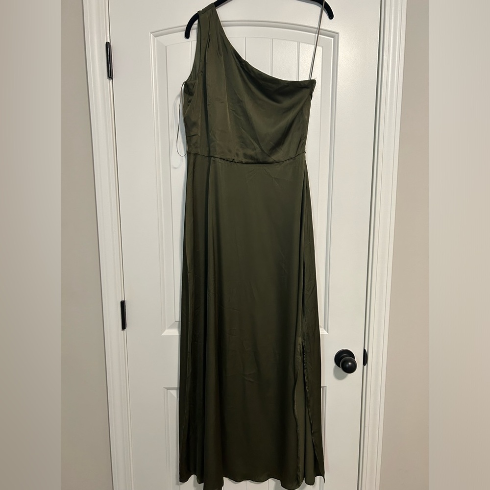 Nordstrom OneShoulder Bridesmaid Dress -Olive Green, Size Small, Great Condition